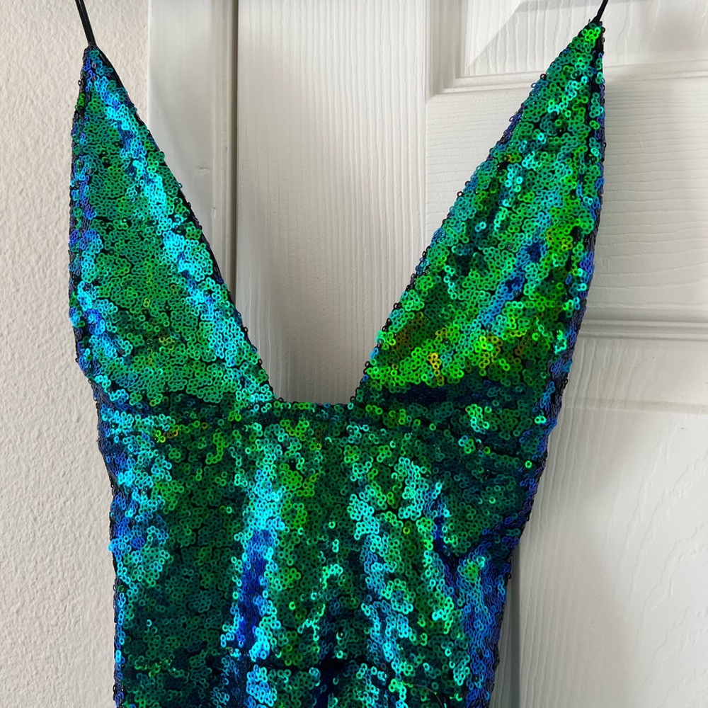 Mermaid Sequins Mini Dress (blue/green)